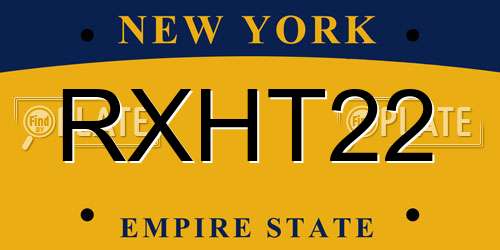 RXHT22 New York License Plate