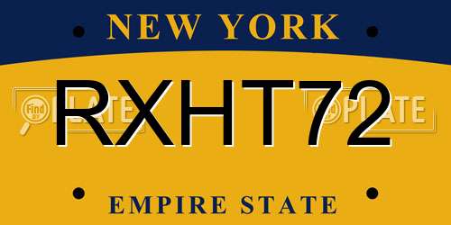 RXHT72 New York License Plate