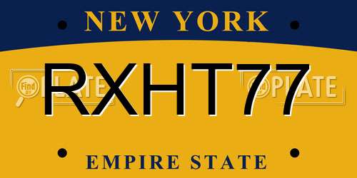 RXHT77 New York License Plate