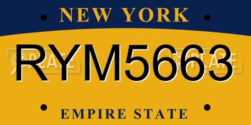 RYM5663 New York License Plate