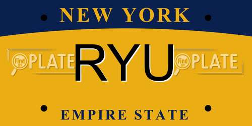 RYU New York License Plate