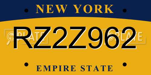 RZ2Z962 New York License Plate