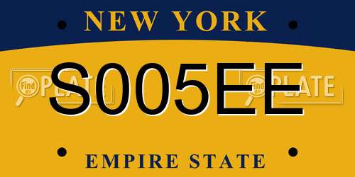 S005EE New York License Plate