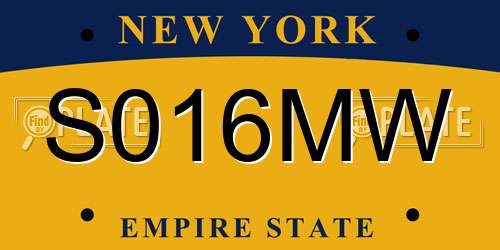 S016MW New York License Plate