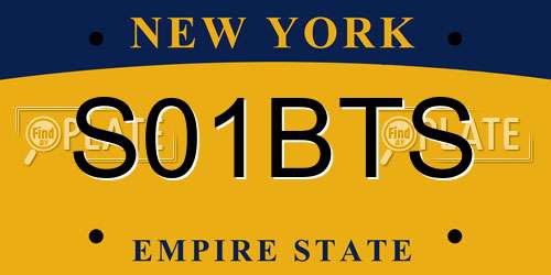S01BTS New York License Plate