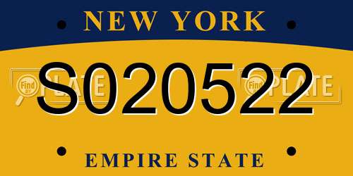 S020522 New York License Plate