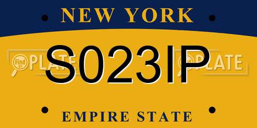 S023IP New York License Plate