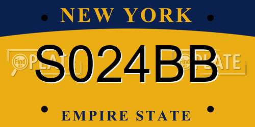 S024BB New York License Plate