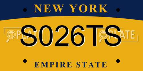 S026TS New York License Plate