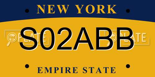S02ABB New York License Plate