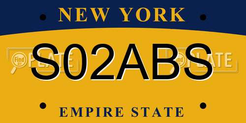 S02ABS New York License Plate