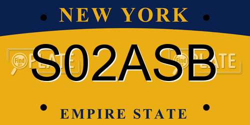 S02ASB New York License Plate