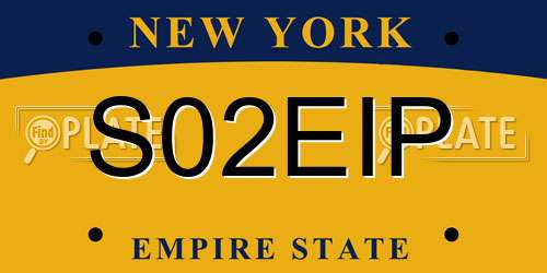 S02EIP New York License Plate