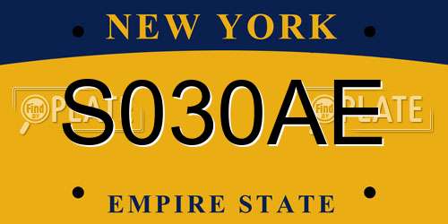 S030AE New York License Plate