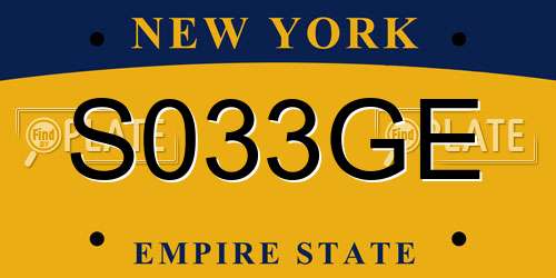 S033GE New York License Plate