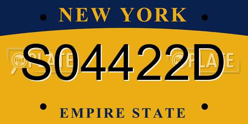 S04422D New York License Plate