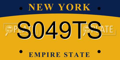 S049TS New York License Plate