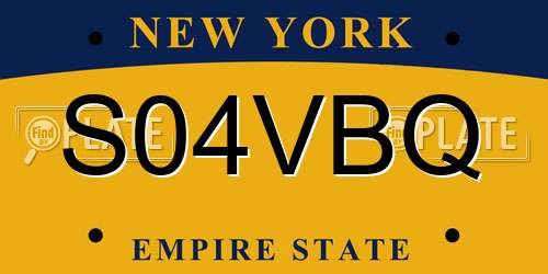 S04VBQ New York License Plate