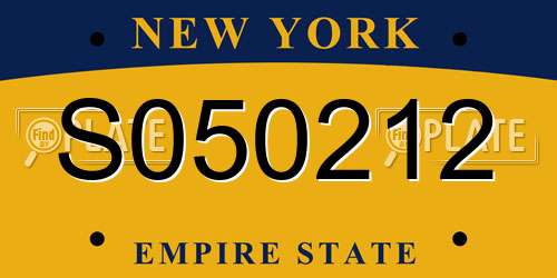 S050212 New York License Plate