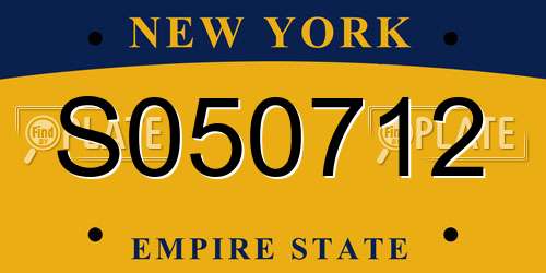 S050712 New York License Plate