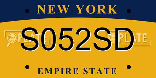 S052SD New York License Plate