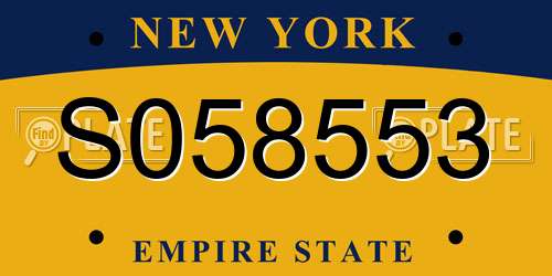 S058553 New York License Plate