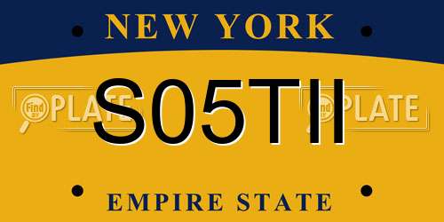 S05TII New York License Plate
