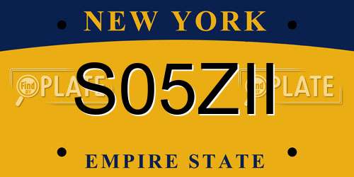S05ZII New York License Plate