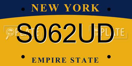 S062UD New York License Plate