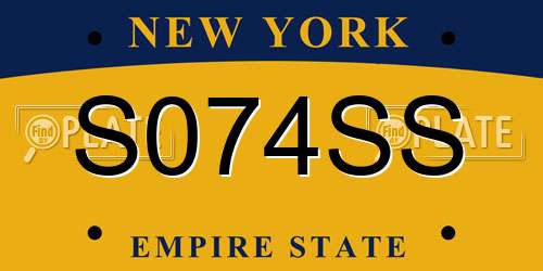 S074SS New York License Plate