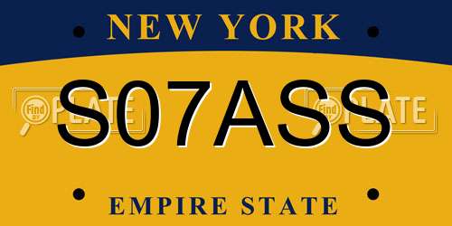 S07ASS New York License Plate
