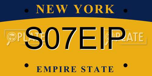 S07EIP New York License Plate