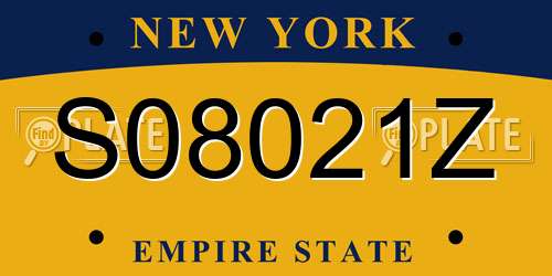 S08021Z New York License Plate