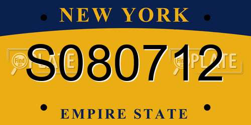 S080712 New York License Plate