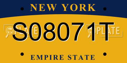 S08071T New York License Plate