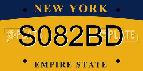S082BD New York License Plate