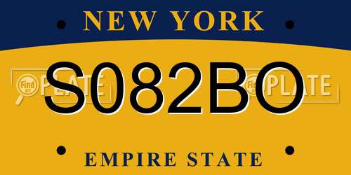 S082BO New York License Plate