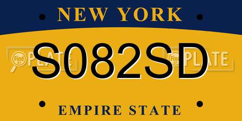 S082SD New York License Plate