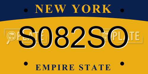 S082SO New York License Plate
