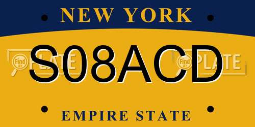 S08ACD New York License Plate