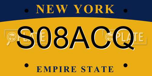 S08ACQ New York License Plate