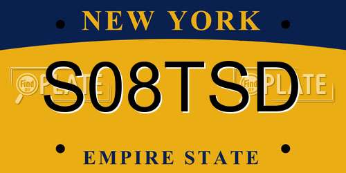 S08TSD New York License Plate