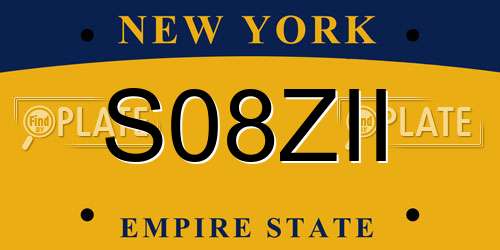 S08ZII New York License Plate