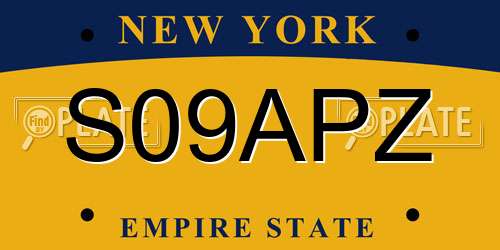 S09APZ New York License Plate
