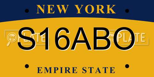 S16ABO New York License Plate