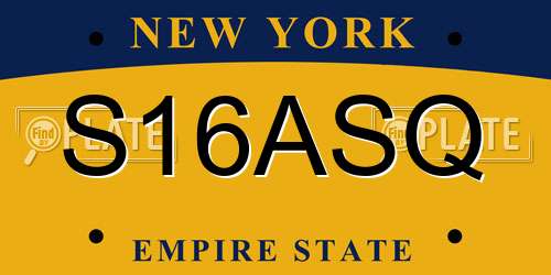 S16ASQ New York License Plate