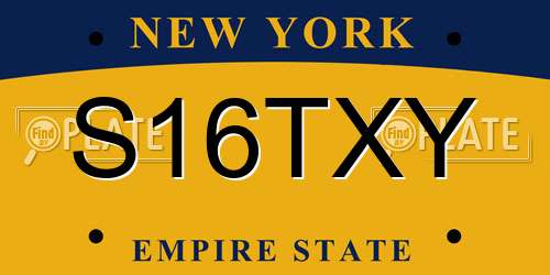 S16TXY New York License Plate