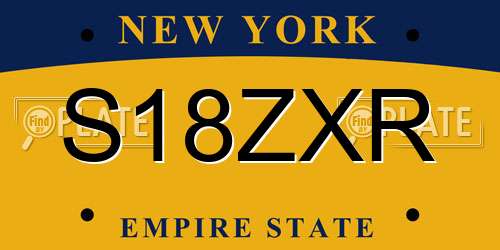 S18ZXR New York License Plate