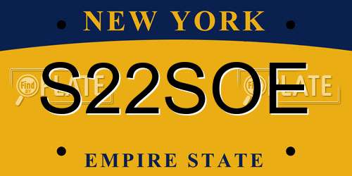 S22SOE New York License Plate