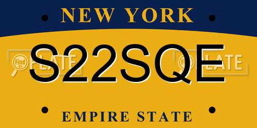 S22SQE New York License Plate